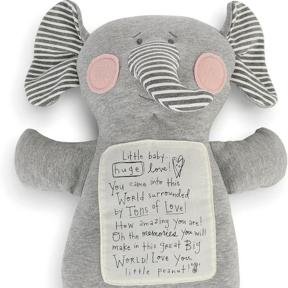 Tons of Love Elephant Grey Stripe 20 inch Polyester Plush Fabric Figure Toy
